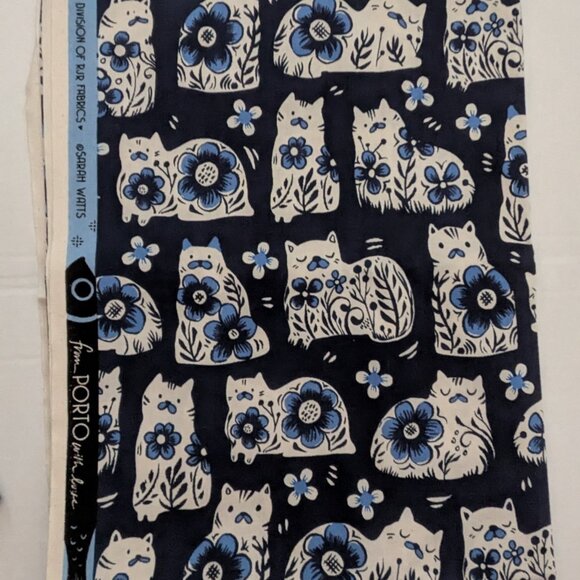 Porto With Love "Cats & Flowers" Fabric by Sarah Watts - Picture 4 of 4